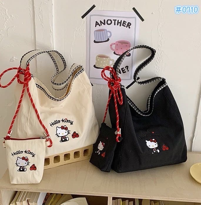 Hello Kitty 尼龍兩件組肩背包